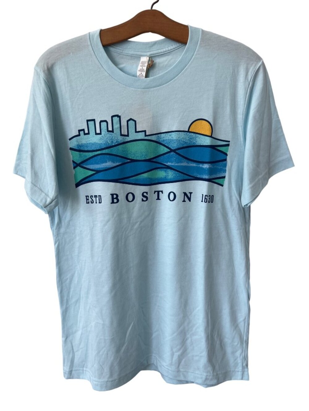 Good Land Supply Co. Graphic Tee Medium Boston 1630 Ice Blue Cotton Blend NEW